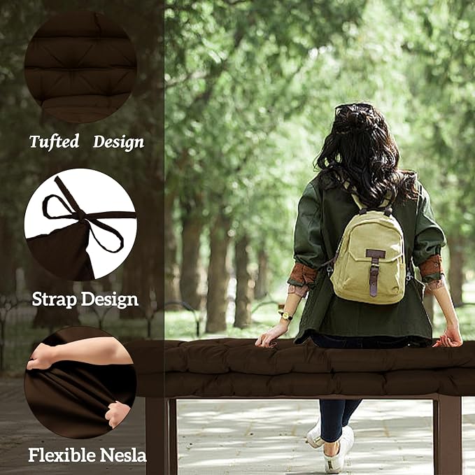 Outside Benches Cushion with Backrest, Thicken Waterproof Swing Cushions 2/3 - Image 3