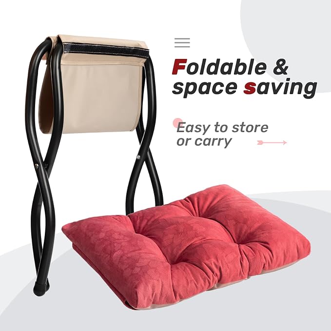 AbocoFur 15" Folding Footrest Stool, Accent Padded Sofa Foot Stool - Image 7