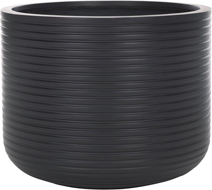 SAFAVIEH Outdoor Collection Nardo Black Cement Ficonstone Planter Pot - Image 6