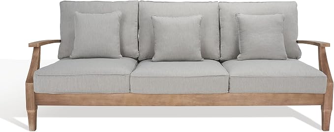 SAFAVIEH Outdoor Couture Collection Martinique Natural/Grey Solid Wood Patio by SAFAVIEH