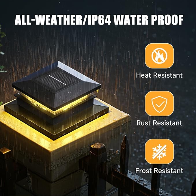 Solar Post Cap Lights 12 Pack, Fence Post Solar Lights, Warm White/Cool White - Image 6