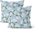 Light Blue Pillow Covers 24x24 Inch 2 Pcs Blue Green Hydrangea Flower Decor by DAFENA
