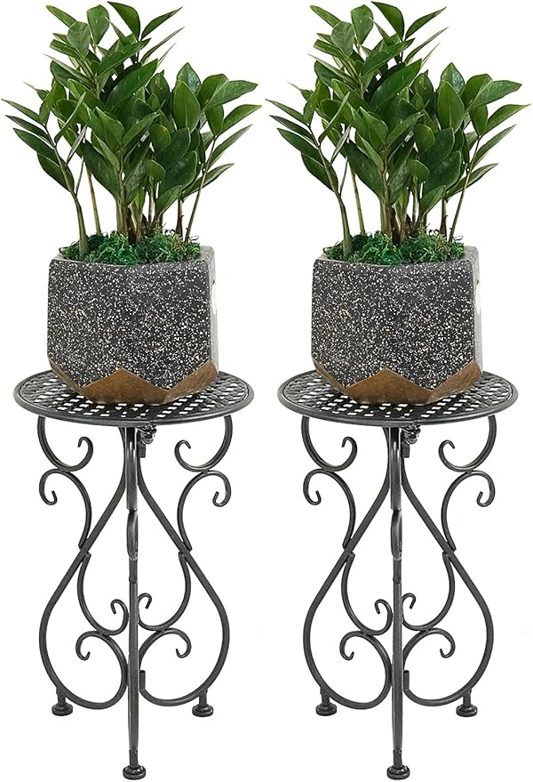 Metal Plant Stands 2 Pack, Heavy Duty Plant Pedestal 17" Tall, Single Flower by BuyNow