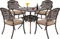 TITIMO 5-Piece Cast Aluminum Outdoor Patio Dining Set, 4 Pattern Chairs and by TITIMO