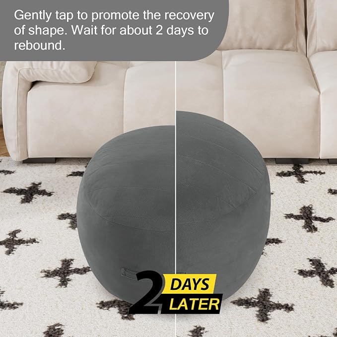 MeMoreCool Round Stuffed Pouf Ottoman Foot Rest, Floor Pouf Foot Stool - Image 7