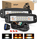 Nilight Flush Mount LED Light Pods 2PCS 6 Inch 60W Amber White 3 Lighting Modes by Nilight