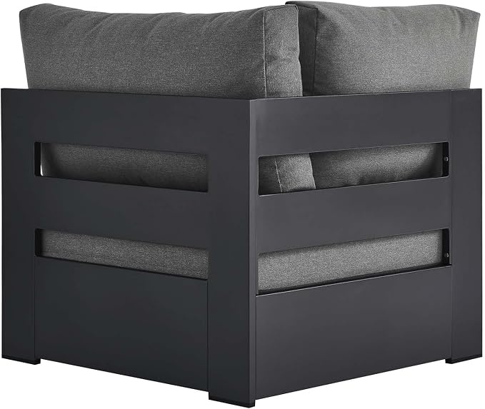 Modway Tahoe Aluminum Outdoor Sectional Corner Chair in Gray Charcoal - Image 5