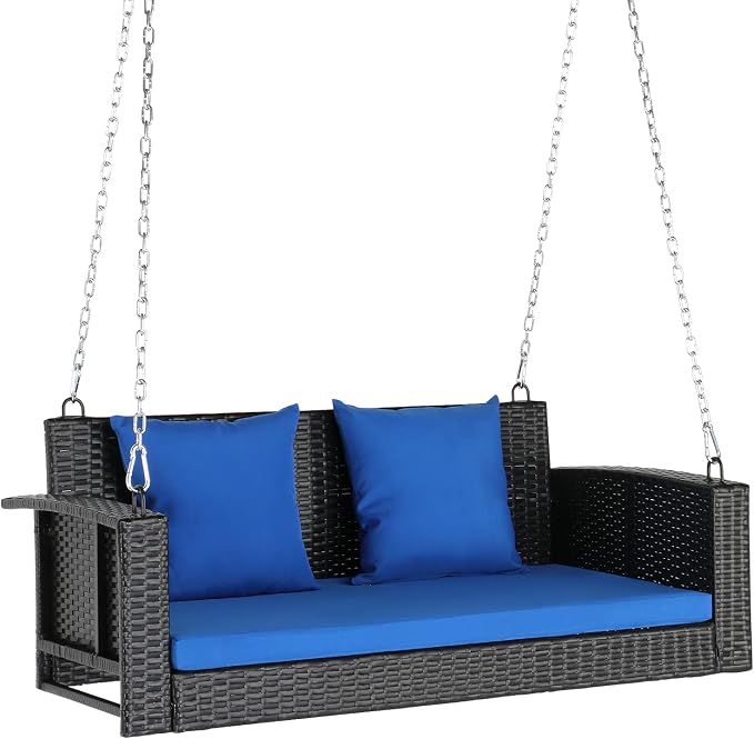 VINGLI Rattan Porch Swing, Heavy Duty 800 LBS Outdoor Hanging Seat by VINGLI