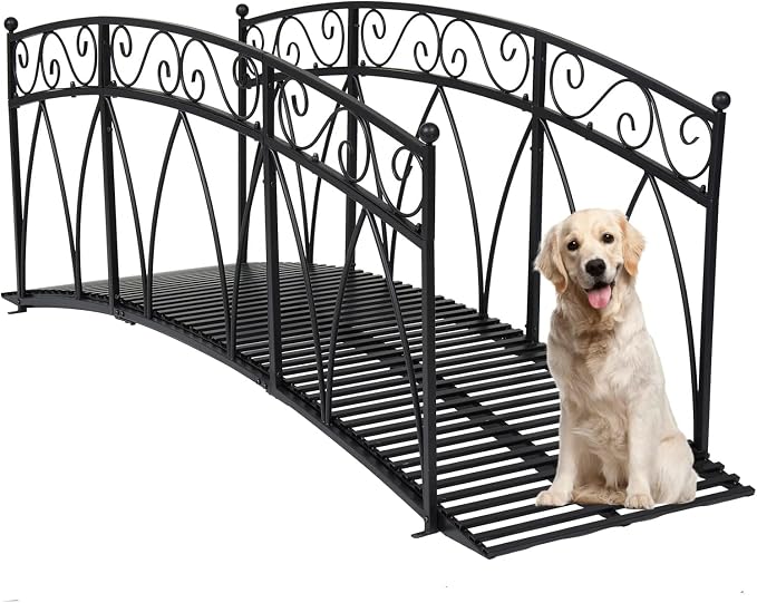 Kinlife 8 FT Metal Arch Garden Bridge – Heightened Patio Outdoor Bridge - Image 2