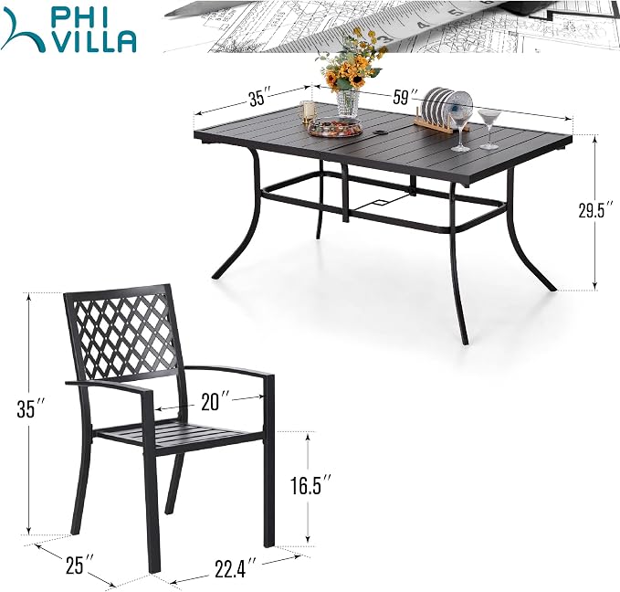 PHI VILLA 7 Piece Outdoor Dining Set - Image 9
