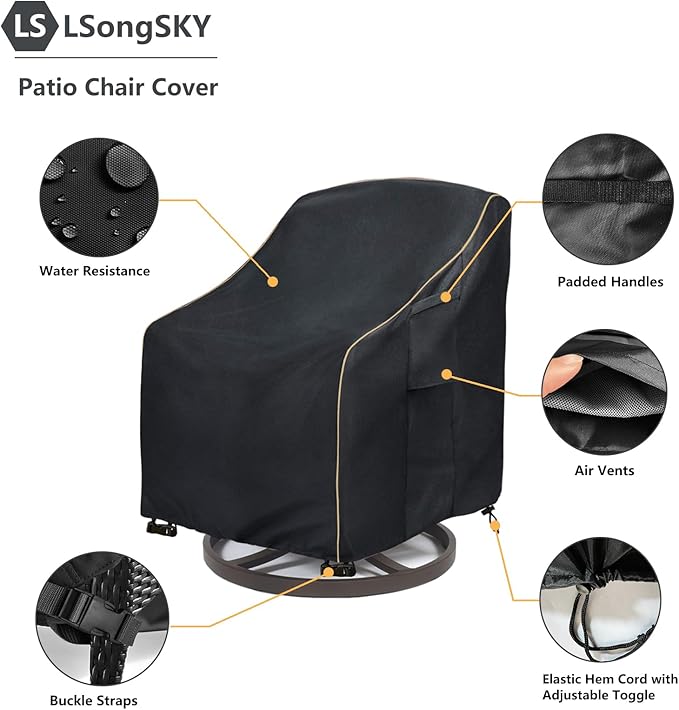 Patio Swivel Chair Cover 4 Pack, Waterproof Heavy Duty Outdoor Chair Covers - Image 4