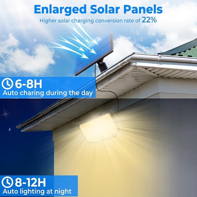 Peasur Solar Motion Lights Outdoor, 318 LED Solar Security Light - Image 3