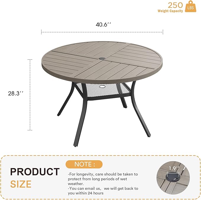 VICLLAX Round Patio Table with Adjustable Umbrella Hole - Image 3