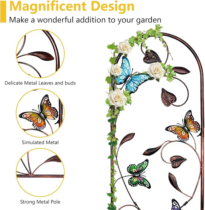 aboxoo Set of 4 Packs Butterfly Metal Garden Trellis - Image 2
