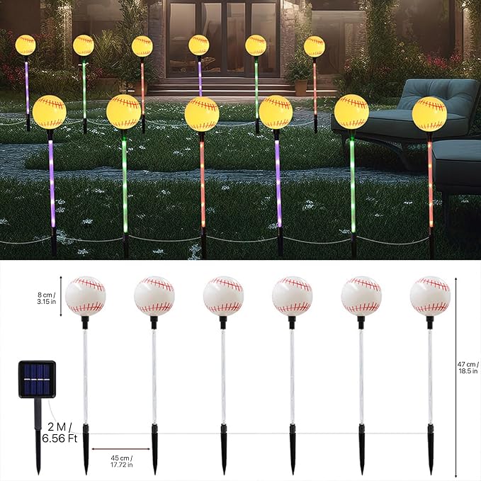 Solar Lights Outdoor, Baseball Theme LED Stake Light - Image 3