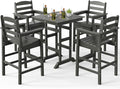 VINGLI 5-Piece Adirondack Outdoor Patio Bar Table and Chairs Set, HDPE Bar Set by VINGLI