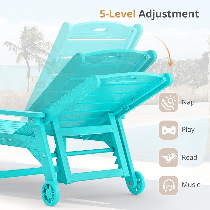 LUE BONA Outdoor Chaise Lounge Chairs Set of 4, 5 Positions Adjustable Lounge - Image 6