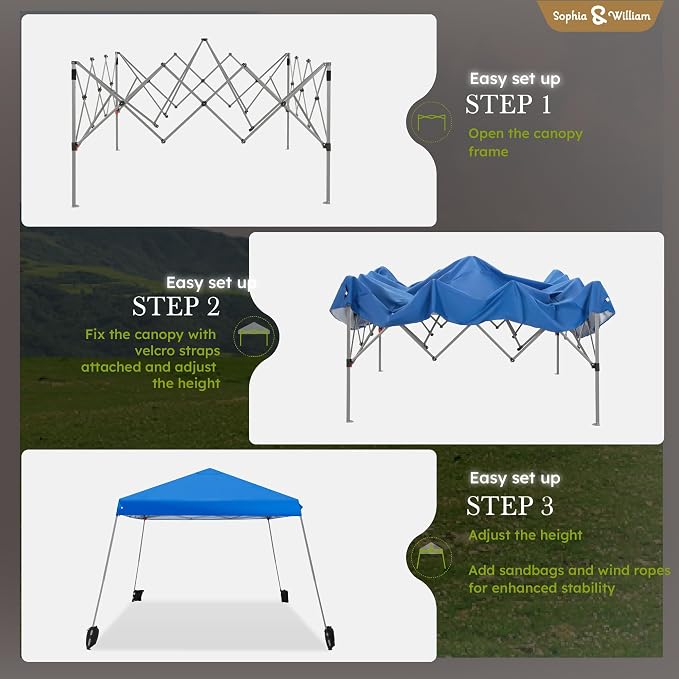 Sophia & William Canopy Tent Pop Up 12x12ft Base/9x9ft Top Easy Set Up Tent - Image 7