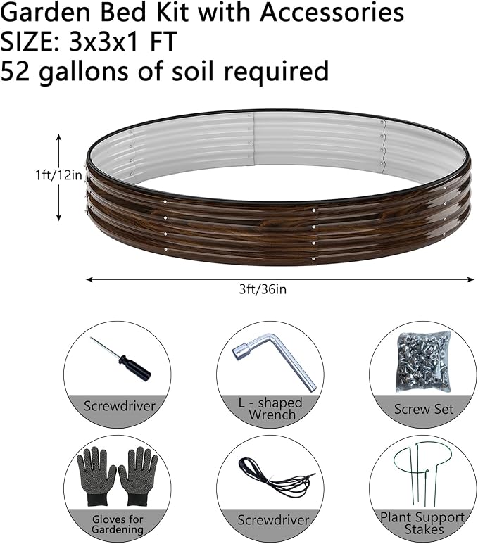 Galvanized Metal Planter Round Raised Garden Bed Kit - Image 2
