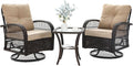 3 Pieces Patio Furniture Set, Outdoor Swivel Glider Rocker, Wicker Patio Bistro by VonzoyHome