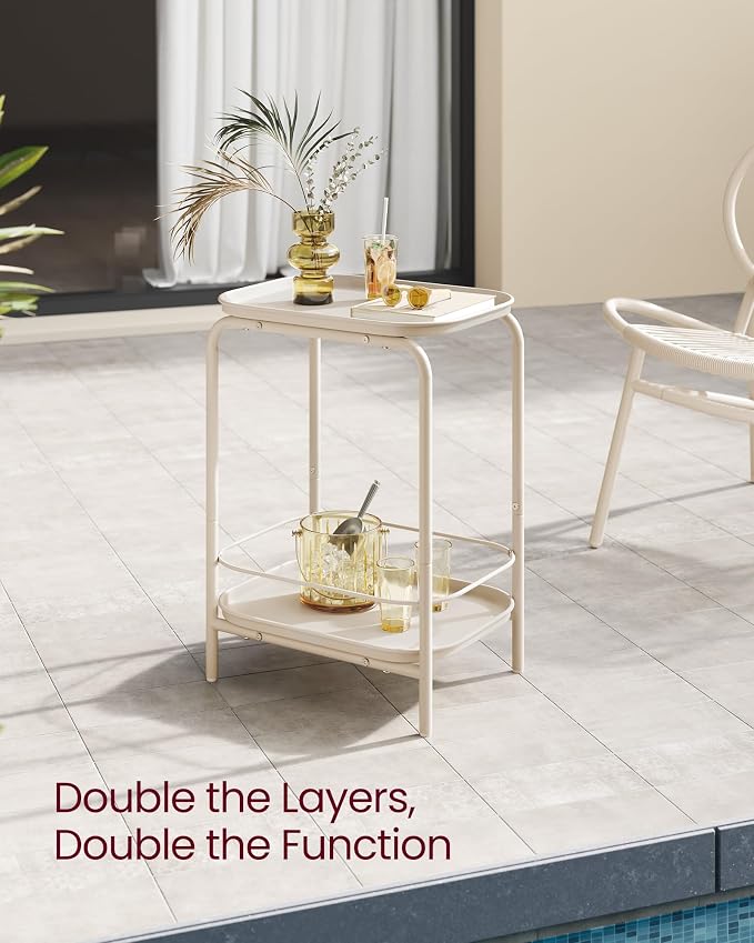 VASAGLE 2-Tier Outdoor Table, Small Side End Table - Image 4