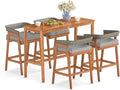Tangkula 5 Piece Patio Bar Set, Outdoor Acacia Wood Counter Height Table by TANGKULA