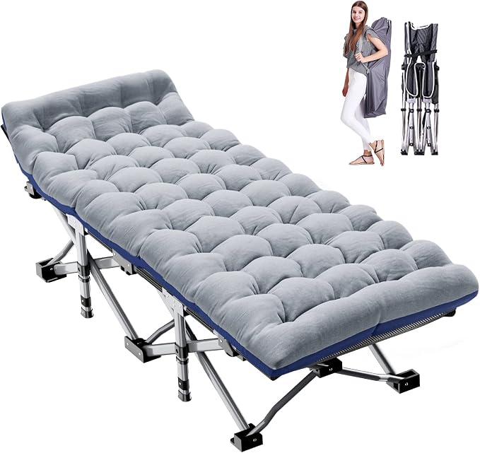 ABORON Camping Cot for Adult 28" Extra Wide, Heavy-Duty 1200D Oxford Cot for by ABORON