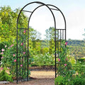 LDAILY Moccha Garden Arch Arbor Trellis, 7.2Ft Outdoor Steel Arbor by LDAILY