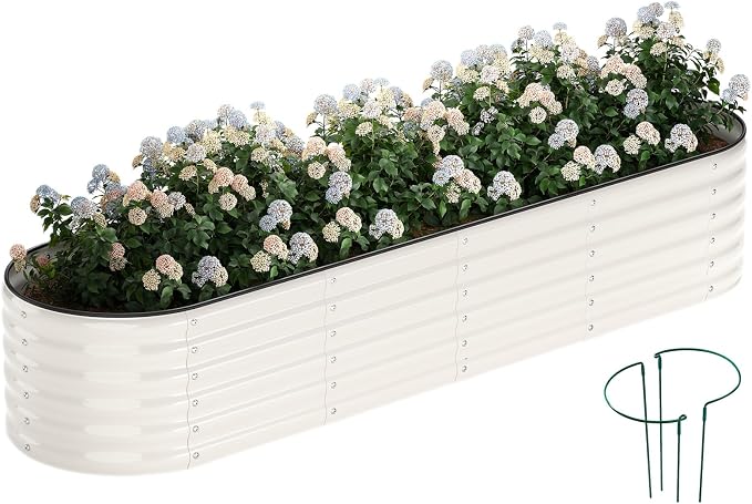 Galvanized Metal Planter Round Raised Garden Bed Kit by ZFHgarden