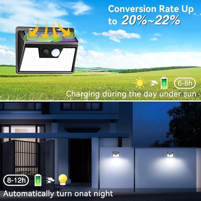 Peasur Solar Lights Outdoor Motion Sensor, 140 LED Solar Powered Fence Light - Image 3