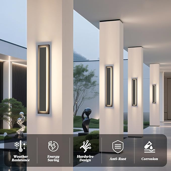   Long Black Outdoor Wall Light Exterior Light - Image 6