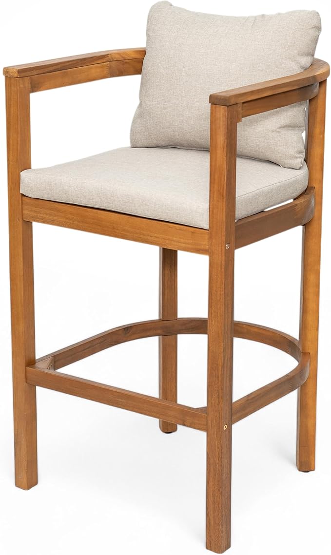 Christopher Knight Home Kuart Acacia Wood Outdoor Bar Stool Set of 2 - Image 8
