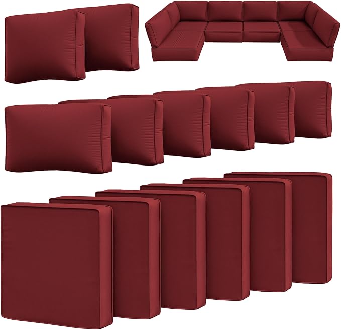14 Pcs Outdoor Cushion Slipcovers Outdoor Patio Cushion Covers Replacement by Snubbull