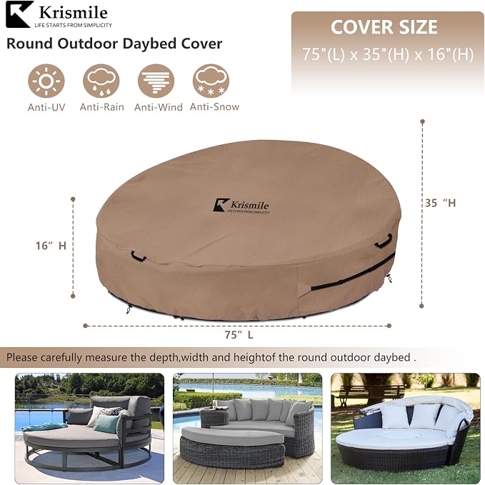 Heavy Duty 600D Waterproof Outdoor Daybed Cover - Image 2
