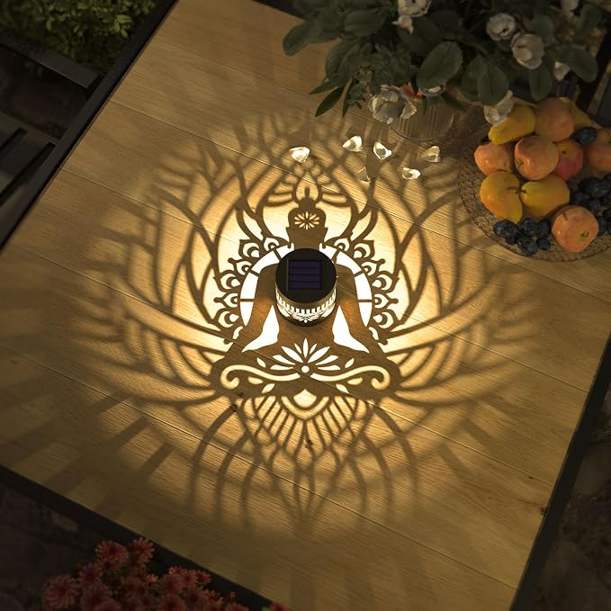 4 Pack Solar Fence Lights Metal Solar Powered Outdoor Wall Deck Step Lights Zen - Image 6