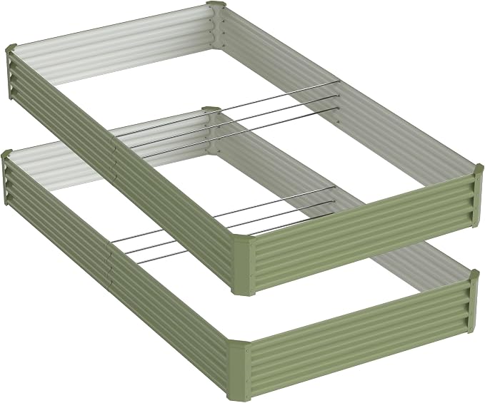 2PCS 8x4x1FT Galvanized Raised Garden Bed, Galvanized Planter Raised Garden - Image 7