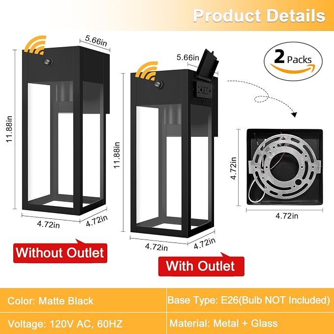 Dusk to Dawn Outdoor Light Fixtures Wall Mount, Outdoor Porch Lights - Image 5