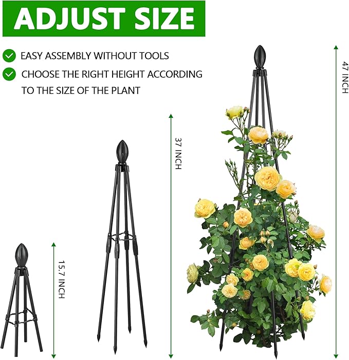 2 Pack Garden Trellis for Climbing Plants, Garden Trellis Rustproof Plastic - Image 3