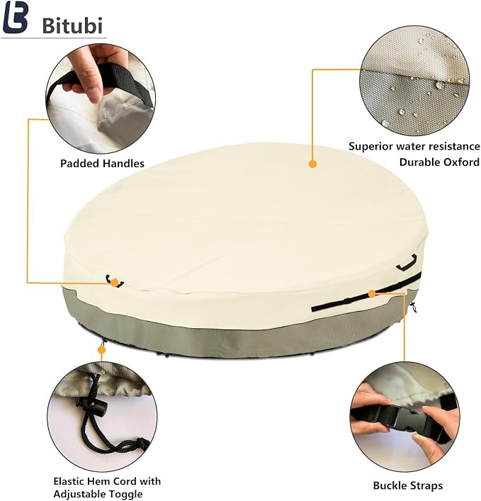 Bitubi 88 Inch Heavy Duty Waterproof Outdoor Daybed Cover - Image 3