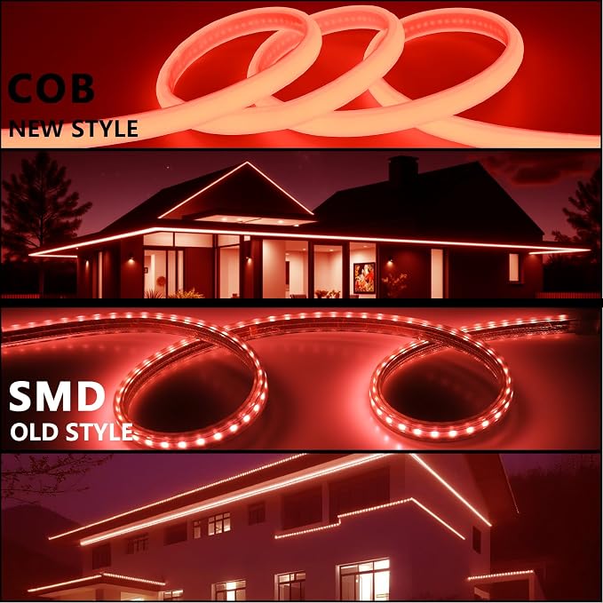 AC 110V COB LED Strip Lights Outdoor Waterproof 65.6ft, IP65 Flexible Cuttable - Image 4