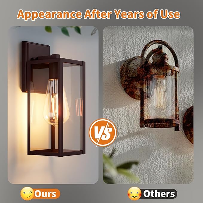 2 Pack 15'' Oil Rubbed Bronze Outdoor Front Porch Lights - Image 5