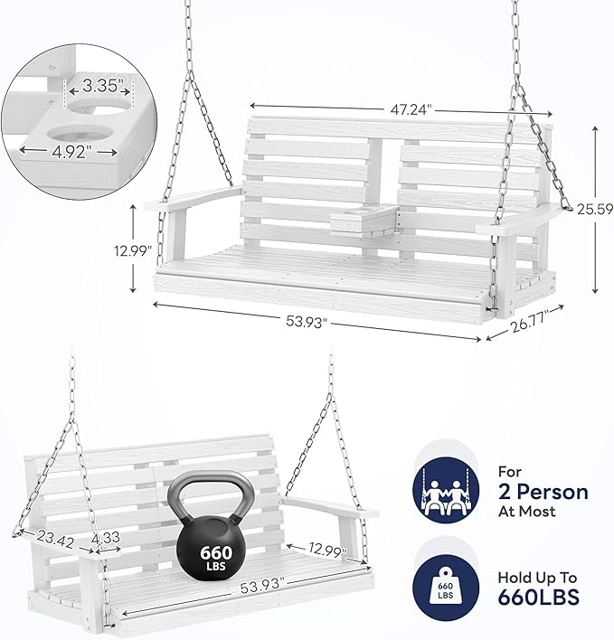 KINGYES Outdoor Hanging Porch Swing Set of 4, Waterproof Swing - Image 3