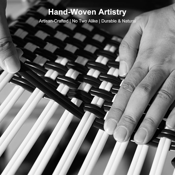 PURPLE LEAF Dining Chair Set of 2 Outdoor French Bistro Chairs Hand-Woven - Image 7