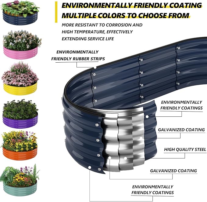 Galvanized Metal Planter Round Raised Garden Bed Kit - Image 3