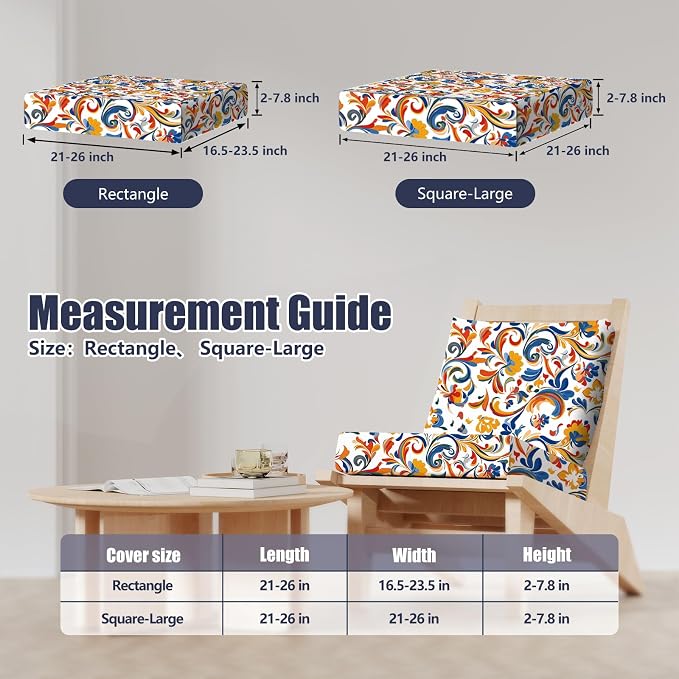 8Pcs Square Large + Rectangle Stretch Patio Cushion Covers, Couch & Sofa - Image 2