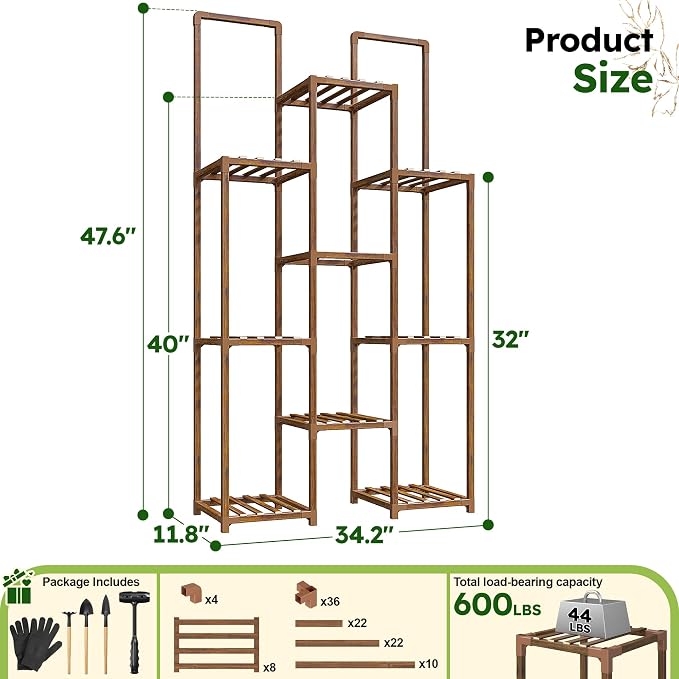 EnHomee Plant Stand Indoor Wood Plant Stand Outdoor Plant Shelves - Image 9