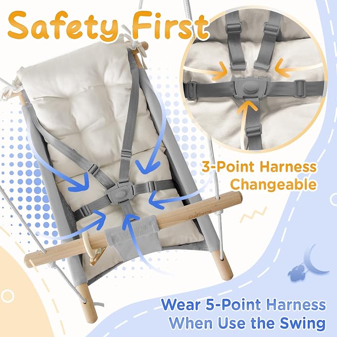 Baby Swing Indoor and Outdoor, Canvas Hammock Swing - Image 3
