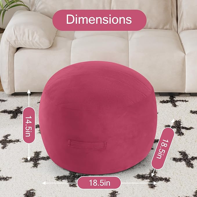 MeMoreCool Round Stuffed Pouf Ottoman Foot Rest, Floor Pouf Foot Stool - Image 2