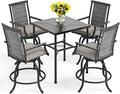 PHI VILLA 5 Piece Outdoor Bar Furniture Set, Counter Height Patio Bar Bistro by PHIVILLAThepioneerofcomfortablehouseholdsupplies