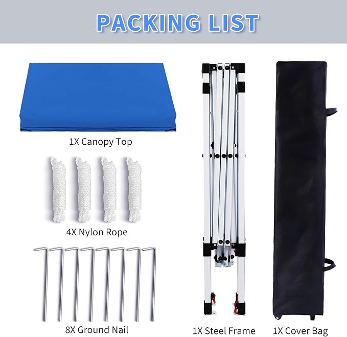 Pop Up Canopy 8X8 FT, Portable Sun Instant Shelter w/Backpack Bag, Waterproof - Image 3